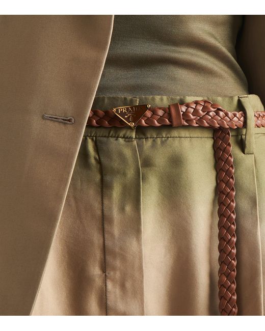 Prada Brown Nappa Leather Braided Belt