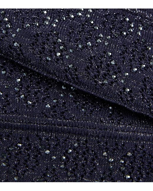 Sandro Blue Knitted Embellished Maxi Skirt