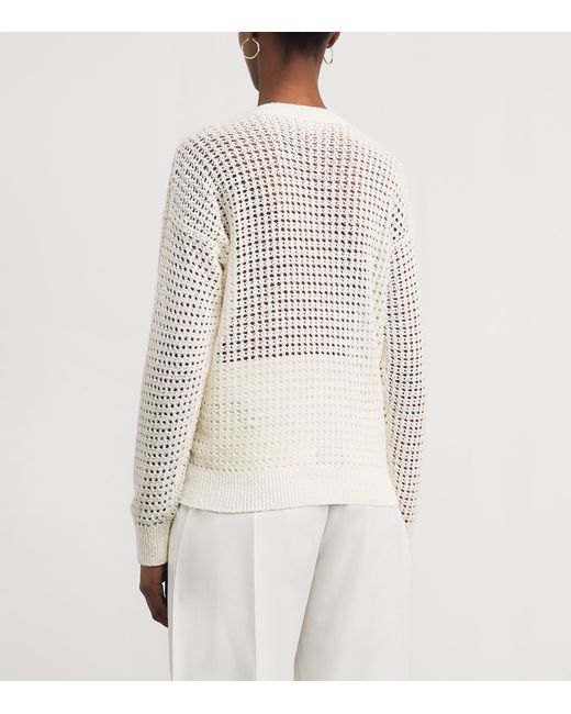 Eleventy White Silk Open-Knit Sweater