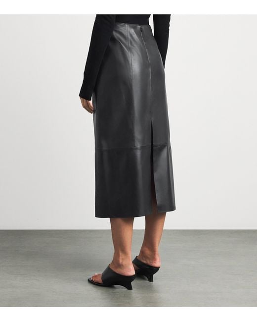 Vince Gray Lambskin Midi Skirt