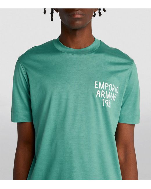 Emporio Armani Green Embroidered 1981 T-shirt for men
