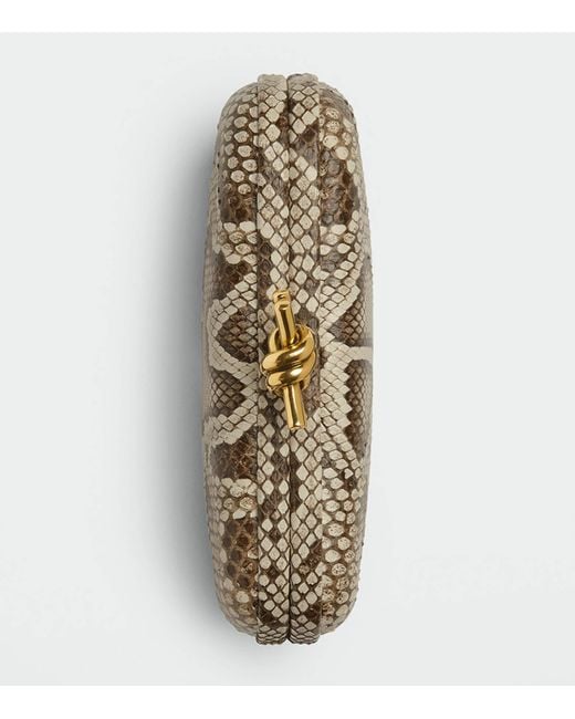 Bottega Veneta Metallic Snakeskin Knot Clutch Bag