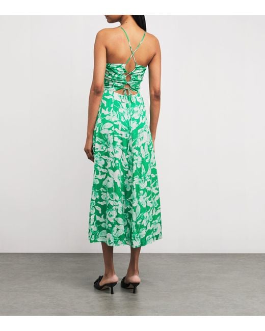 Maje Green Floral Print Midi Dress