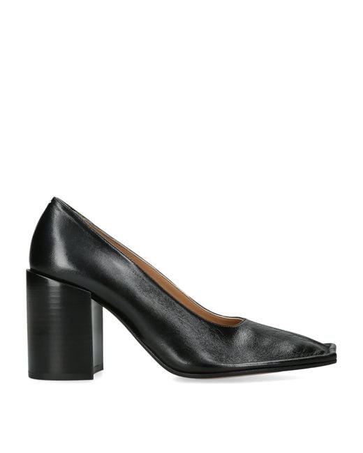 Maison Margiela Black Leather Piped Heeled Pumps 85