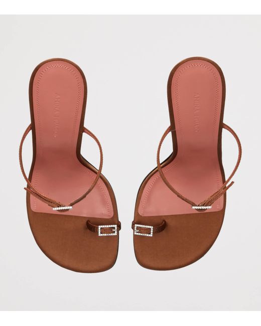 AMINA MUADDI Brown Satin Heeled Sandals 105