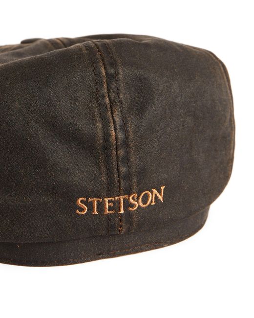 Stetson Brown Waxed Hatteras Flat Cap for men