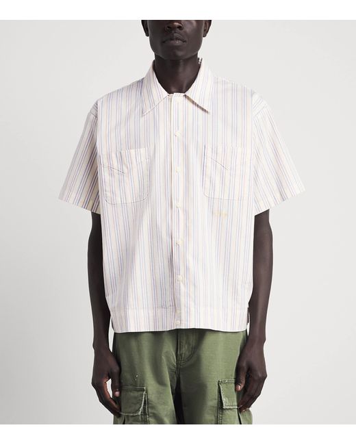 CHERRY LA White Stripe Western Mechanic Shirt for men