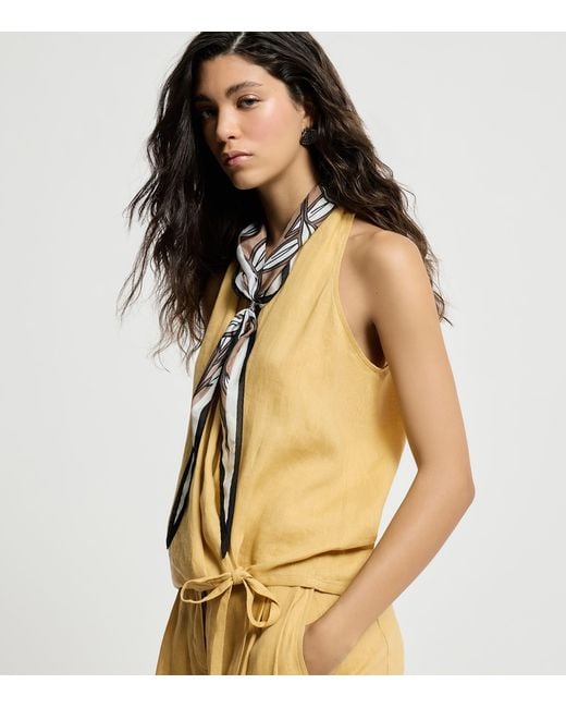 Brunello Cucinelli White Linen Wrap Sleeveless Top