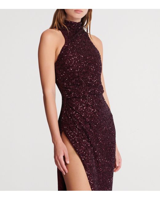 Balmain Purple Sequin-Embellished Maxi Dress