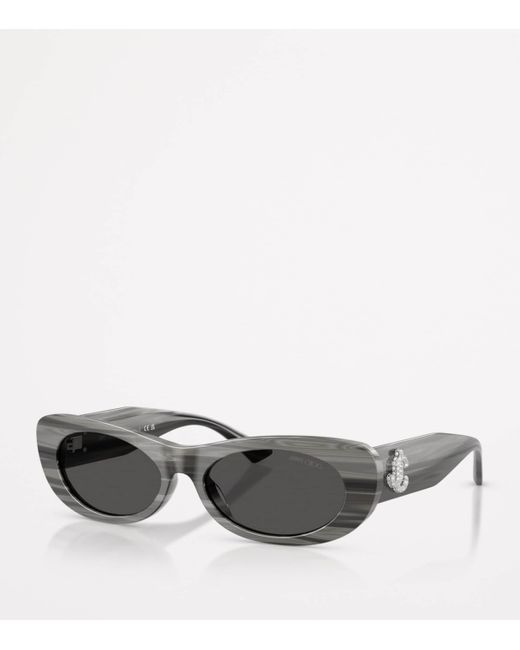 Jimmy Choo Gray Oval Logo Sunglasses