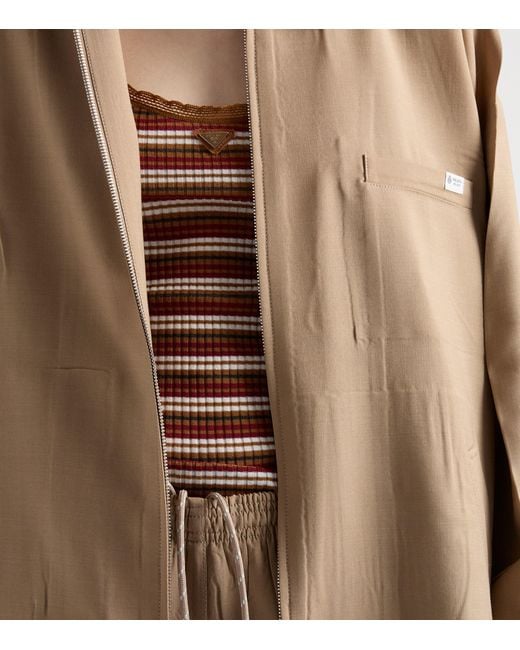 Prada Brown Cotton Stripe Ribbed Tank Top