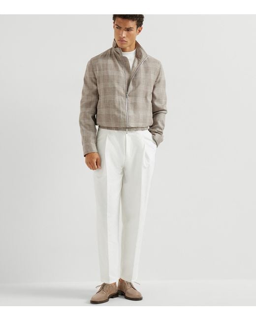 Brunello Cucinelli White Cotton High-Neck T-Shirt for men