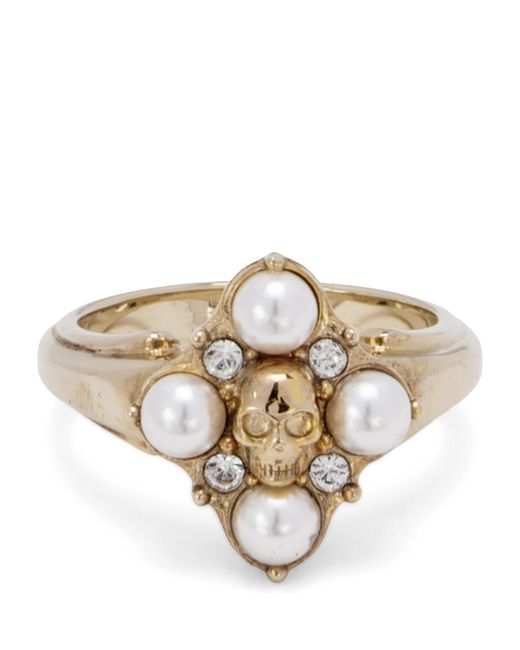McQueen Natural Embellished Skull Ring
