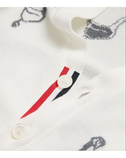 Thom Browne White Virgin Wool-Cotton Geese Cardigan for men