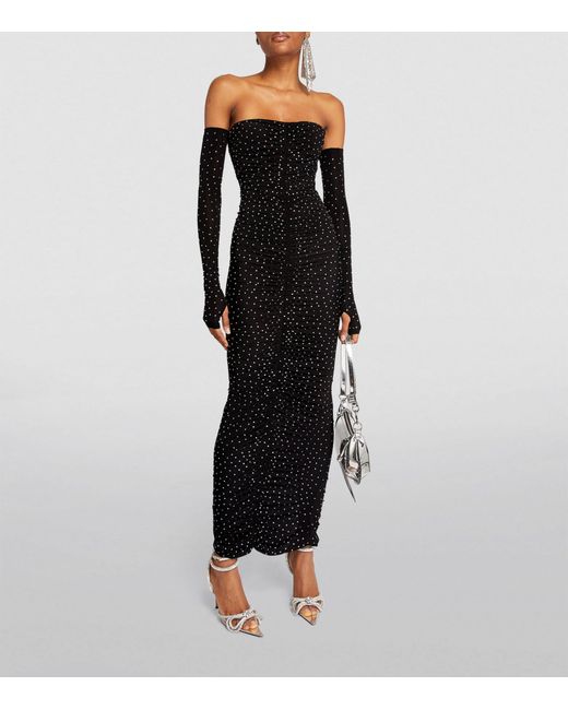 Alex Perry Black Crystal-embellished Strapless Maxi Dress