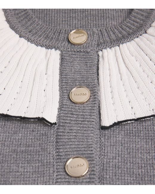 Sandro Gray Wool-Blend Ruffle-Collar Cardigan