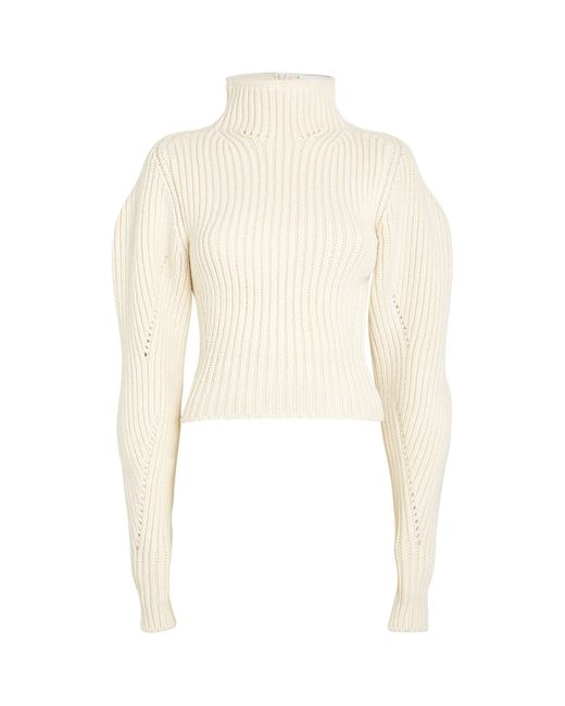 Alaïa White Wool-cashmere Sweater