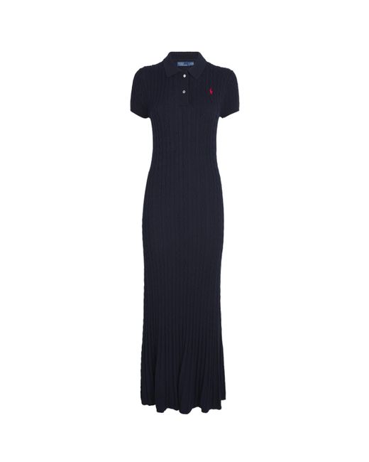 Polo Ralph Lauren Blue Cotton Cable-Knit Maxi Dress