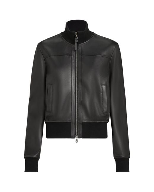Brunello Cucinelli Black Nappa Leather Bomber Jacket