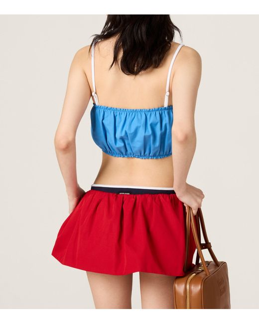 Miu Miu Blue Cotton Poplin Bandeau Top