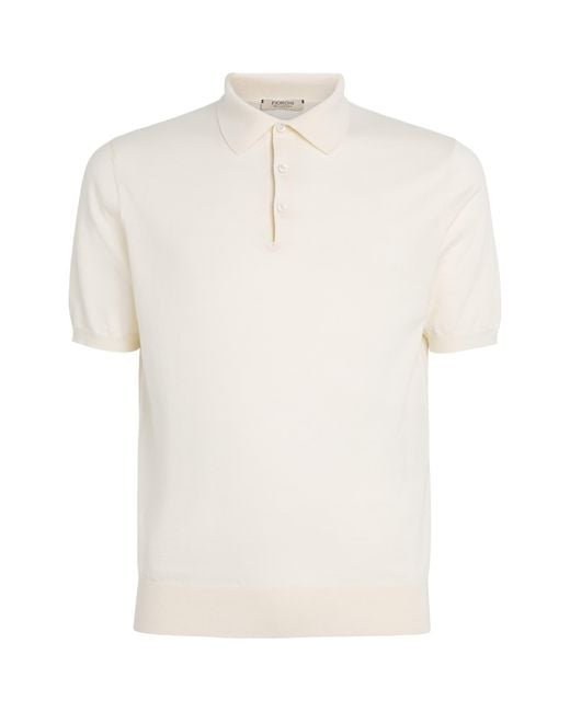 FIORONI CASHMERE White Cotton-Cashmere Polo Shirt for men