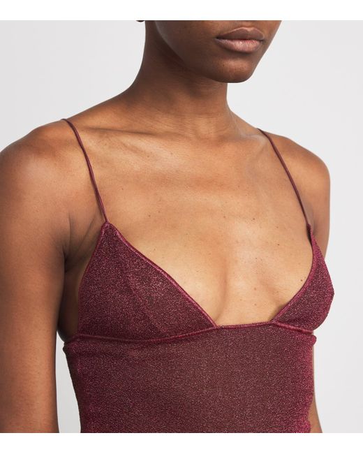 Oseree Red Lumière Feather Mini Dress