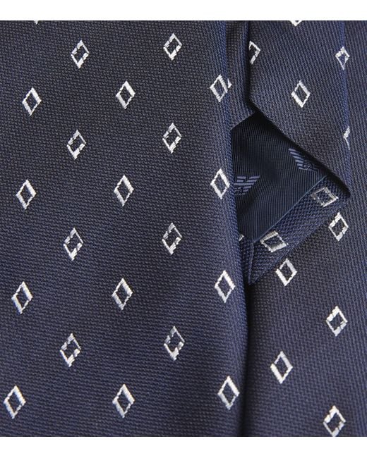 Emporio Armani Blue Silk Jacquard Diamond Tie for men