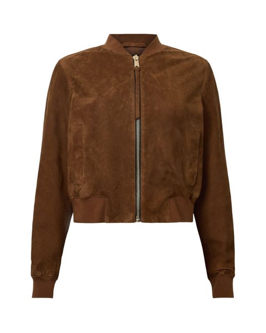 AllSaints Brown Suede Orten Bomber Jacket