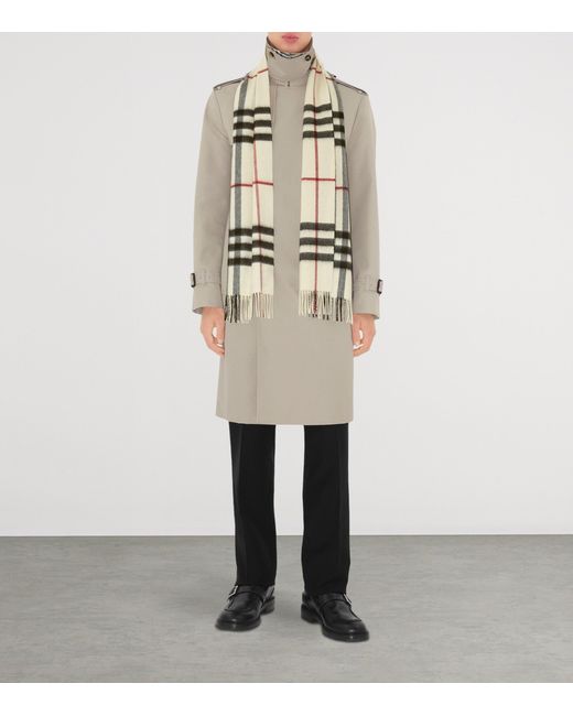 Burberry White Cashmere Check Scarf