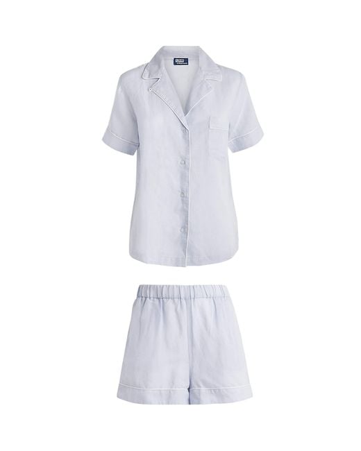 Polo Ralph Lauren White Linen-Cotton Short Pyjama Set