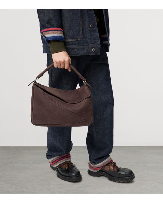 Loewe Brown Large Suede Puzzle Top-Handle Bag