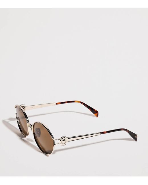Maje Brown Metal Round Sunglasses