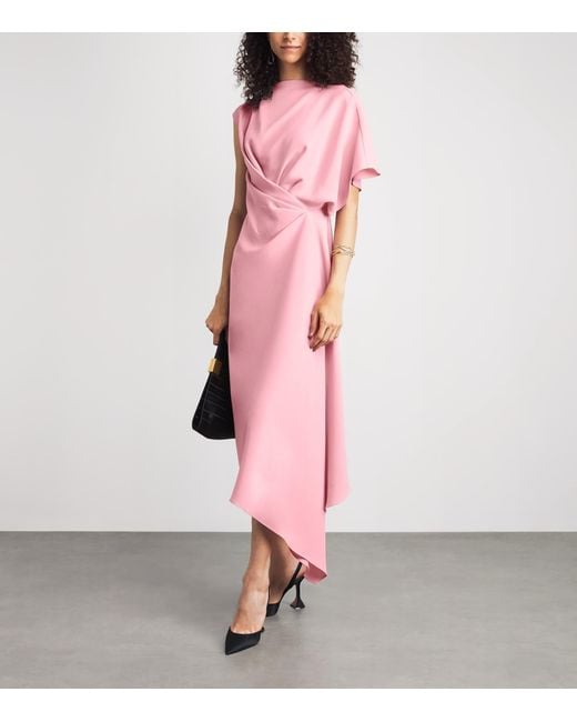 Roksanda Pink Crepe One-Shoulder Elva Midi Dress
