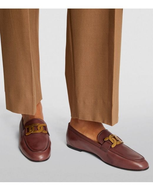 Tod's Brown Chain-Bit Loafers