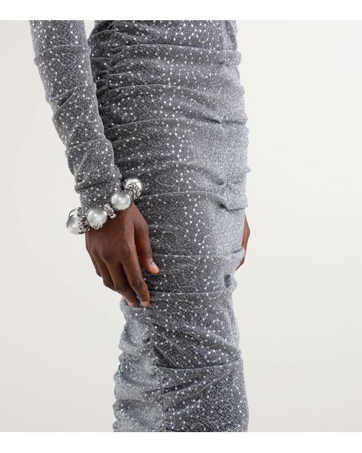 Dolce & Gabbana Gray Sequinned Midi Dress