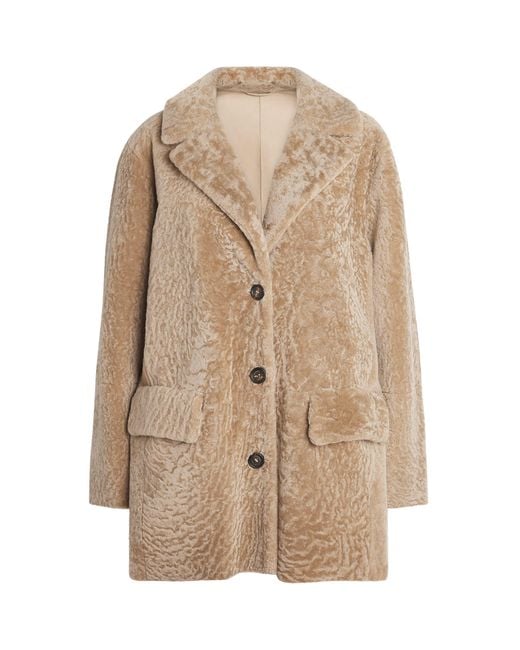 Eleventy Natural Shearling Oversized Coat