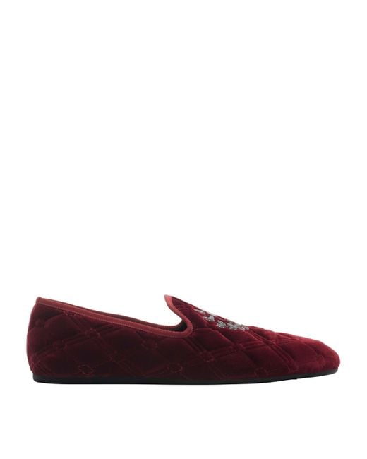 Burberry Red Quilted Velvet Estate Slippers for men