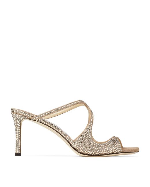 Jimmy Choo Anise 75 Crystal-embellished Sandals in Metallic | Lyst