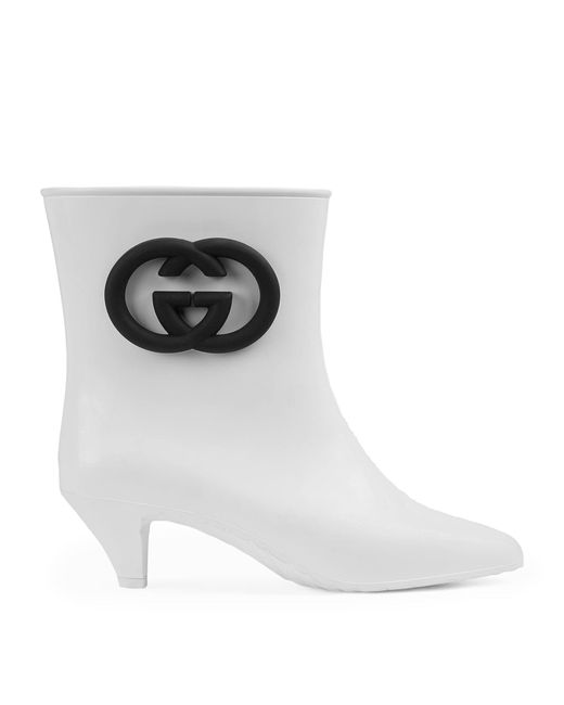 Gucci White Gene Ankle Boots