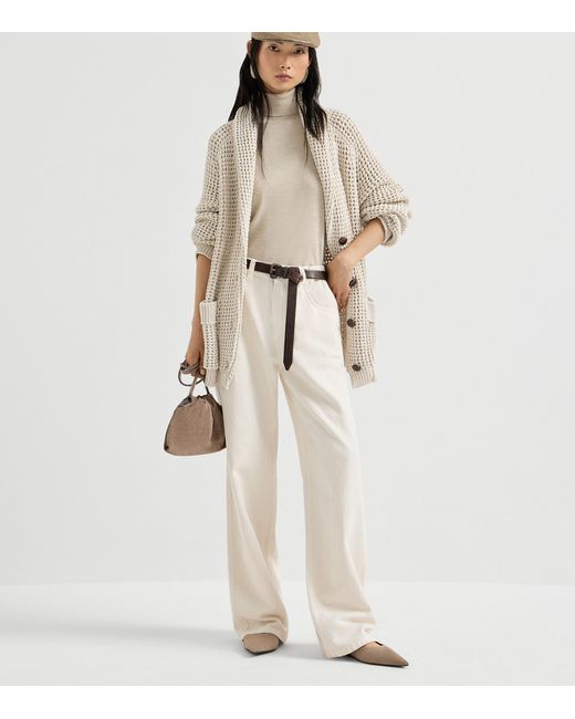 Brunello Cucinelli Natural Cashmere-Silk-Blend Rollneck Sweater
