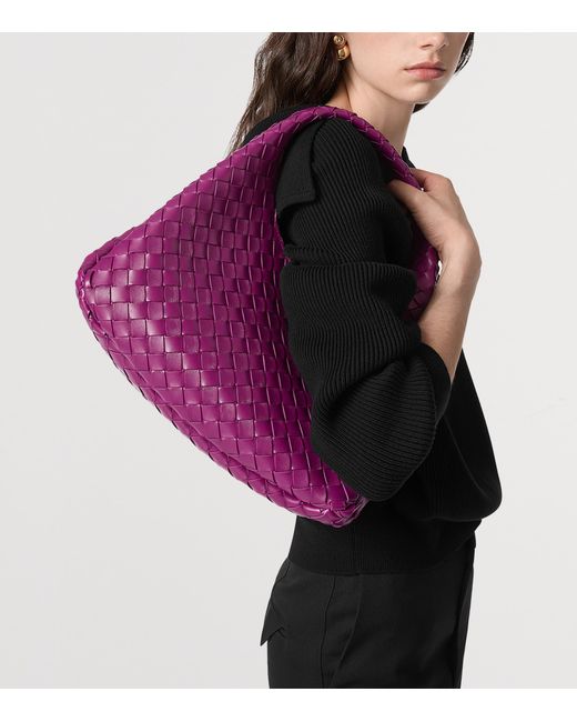 Bottega Veneta Purple Medium Leather Campana Shoulder Bag