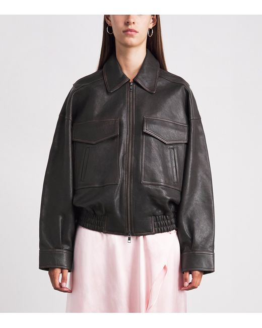 Staud Black Eugene Distressed Leather Jacket