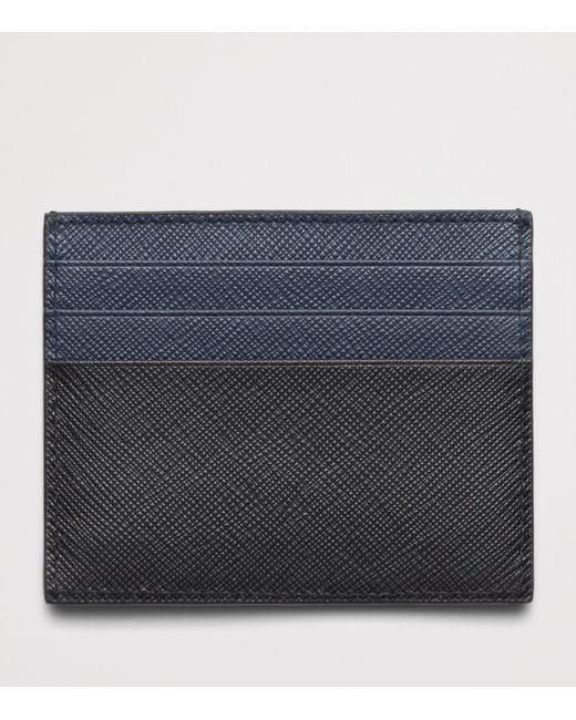 Prada Blue Saffiano Leather Card Holder for men
