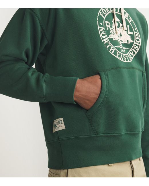 Polo Ralph Lauren Green Fleece Logo Print Hoodie for men