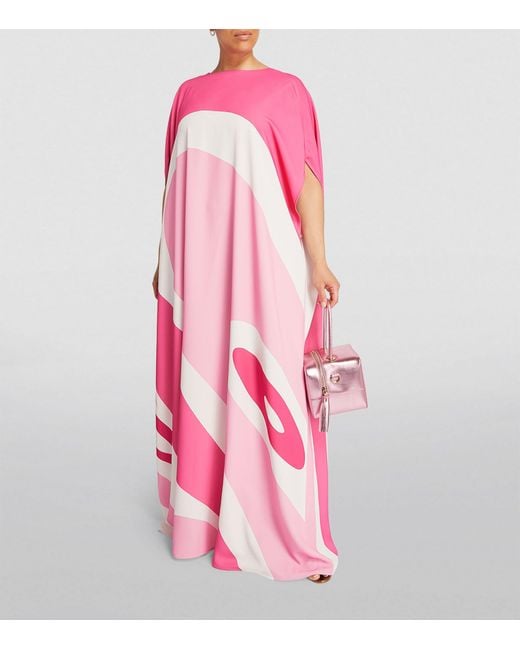 Marina Rinaldi Pink By Sara Battaglia Printed Kaftan Maxi Dress