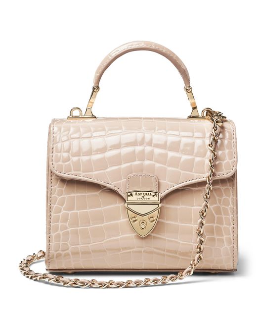 Aspinal Natural Mini Leather Mayfair Top-Handle Bag