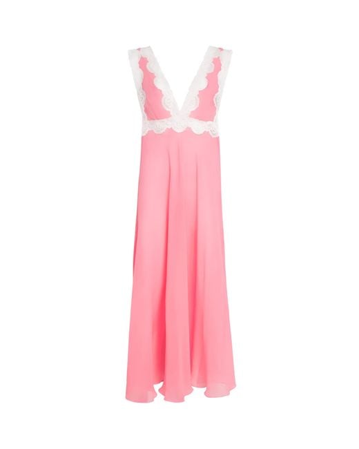 Loretta Caponi Pink Silk Dalila Maxi Nightgown