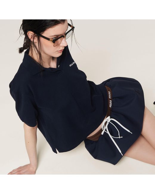 Miu Miu Blue Wool Mini Skirt