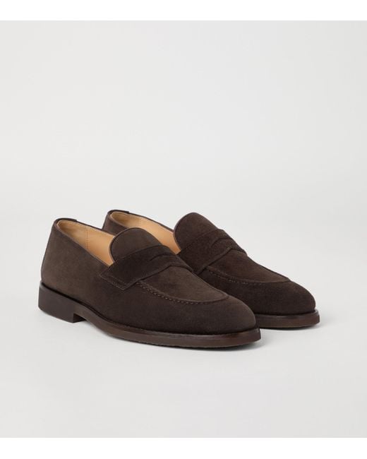 Brunello Cucinelli Brown Suede Loafer Sneakers for men
