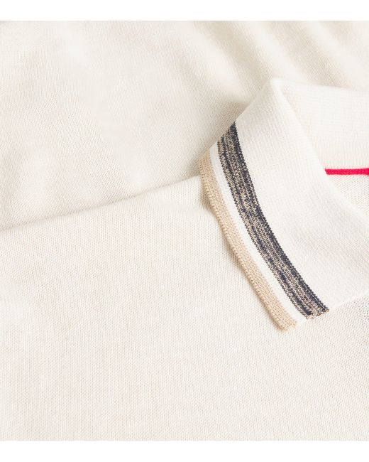 Isaia White Silk-Linen Polo Shirt for men